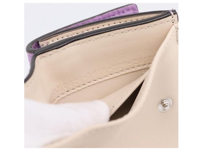 Portafoglio Compatto FENDI Peek A Boo in Pelle Viola Argento 8M0426 Auth LN099M Porpora - vista 20
