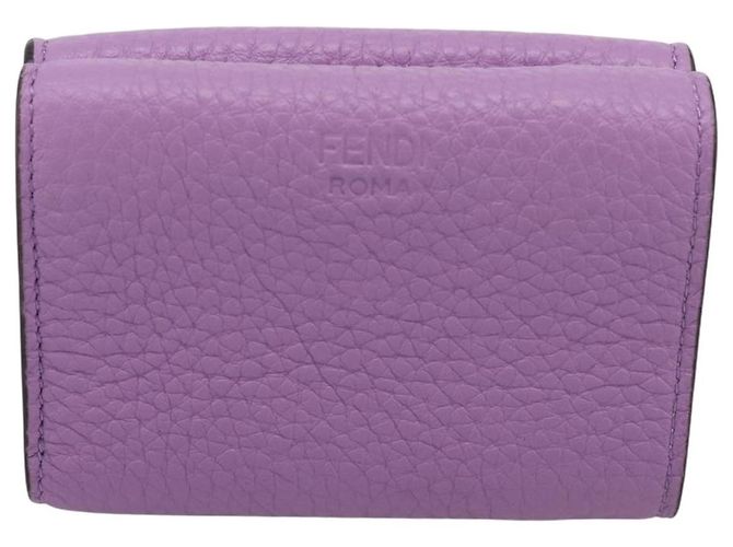 Portafoglio Compatto FENDI Peek A Boo in Pelle Viola Argento 8M0426 Auth LN099M Porpora - vista 3