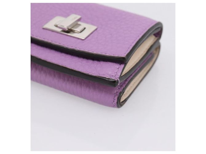Portafoglio Compatto FENDI Peek A Boo in Pelle Viola Argento 8M0426 Auth LN099M Porpora - vista 8