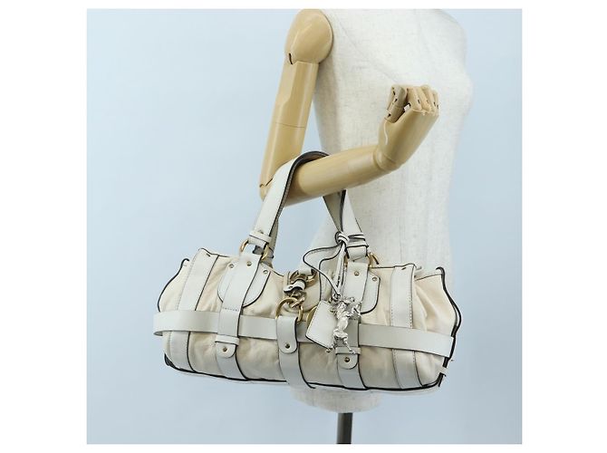 Chloé Chloe Kerala Handtasche aus Leder Weiß Gold authentisch am12715V Golden - Ansicht 26