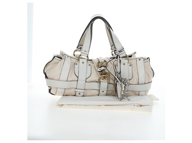 Chloé Chloe Kerala Handtasche aus Leder Weiß Gold authentisch am12715V Golden - Ansicht 27