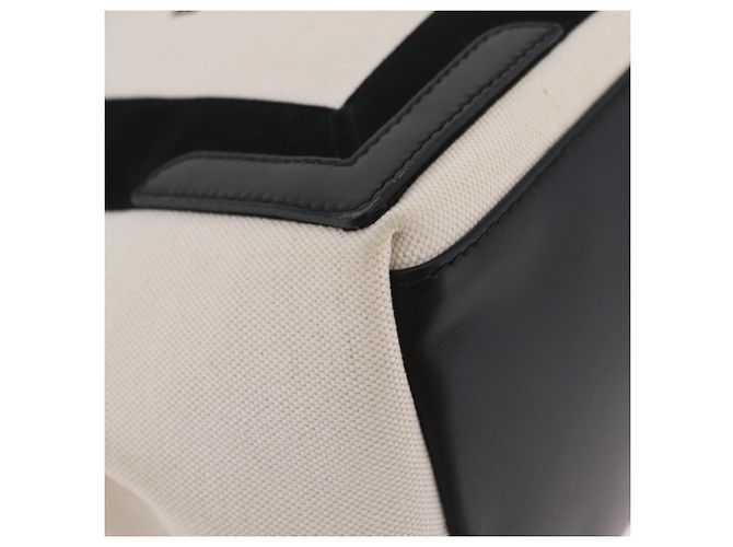 Borsa a Mano Balenciaga Cabas Navy Canvas Bianco Argento 339933 Auth 205373V - vista 13
