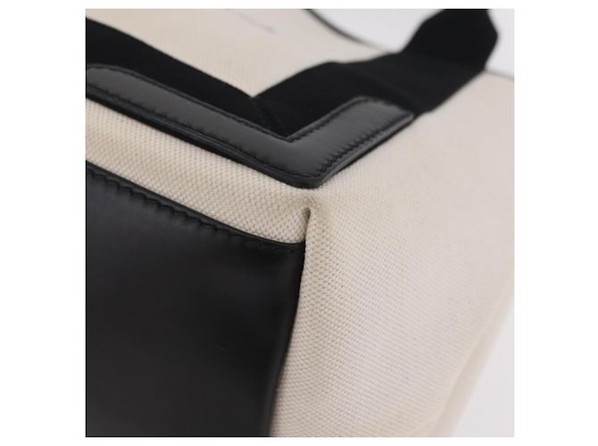 Borsa a Mano Balenciaga Cabas Navy Canvas Bianco Argento 339933 Auth 205373V - vista 14