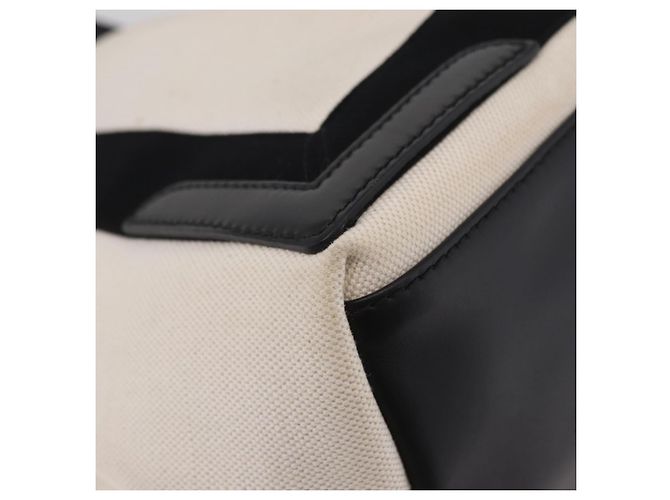 Borsa a Mano Balenciaga Cabas Navy Canvas Bianco Argento 339933 Auth 205373V - vista 15