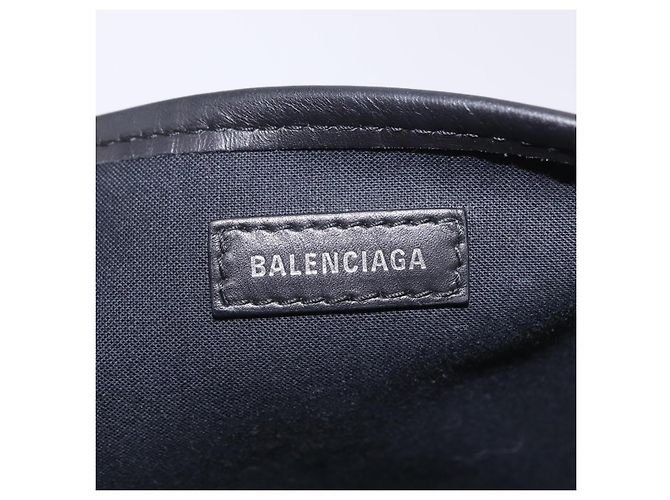 Borsa a Mano Balenciaga Cabas Navy Canvas Bianco Argento 339933 Auth 205373V - vista 18