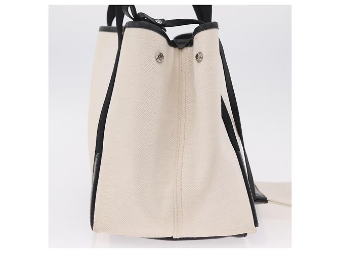 Borsa a Mano Balenciaga Cabas Navy Canvas Bianco Argento 339933 Auth 205373V - vista 6