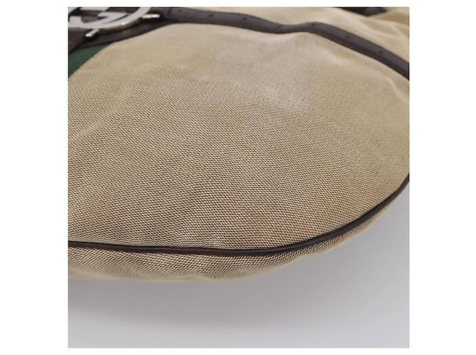 Bolsa de Ombro GUCCI Interlocking G Canvas Beige Silver 114871 Auth 207703 Prata Bege - vista 11