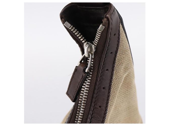 Bolsa de Ombro GUCCI Interlocking G Canvas Beige Silver 114871 Auth 207703 Prata Bege - vista 15