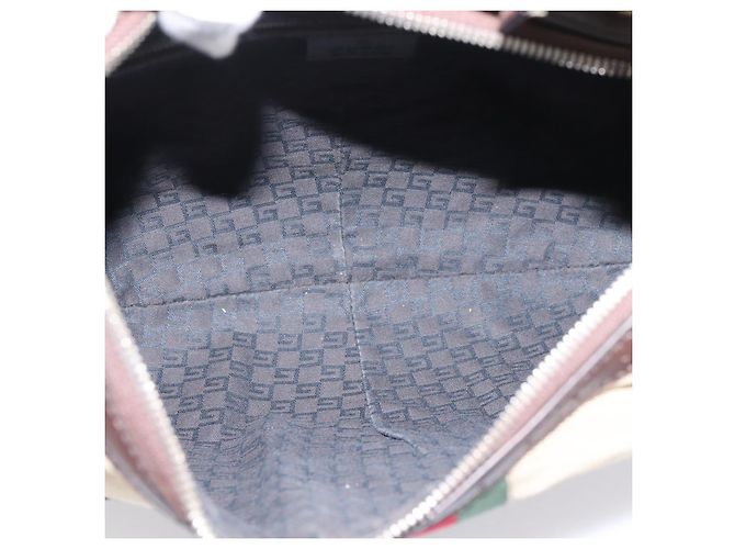 Bolsa de Ombro GUCCI Interlocking G Canvas Beige Silver 114871 Auth 207703 Prata Bege - vista 17