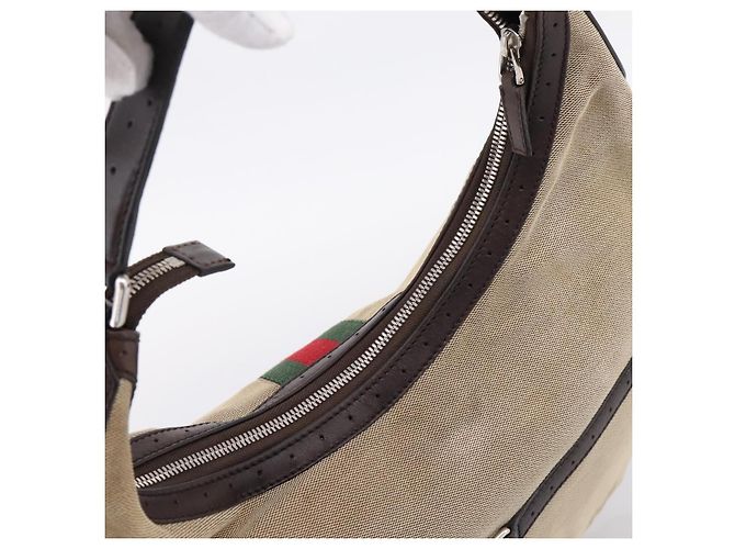 Bolsa de Ombro GUCCI Interlocking G Canvas Beige Silver 114871 Auth 207703 Prata Bege - vista 6