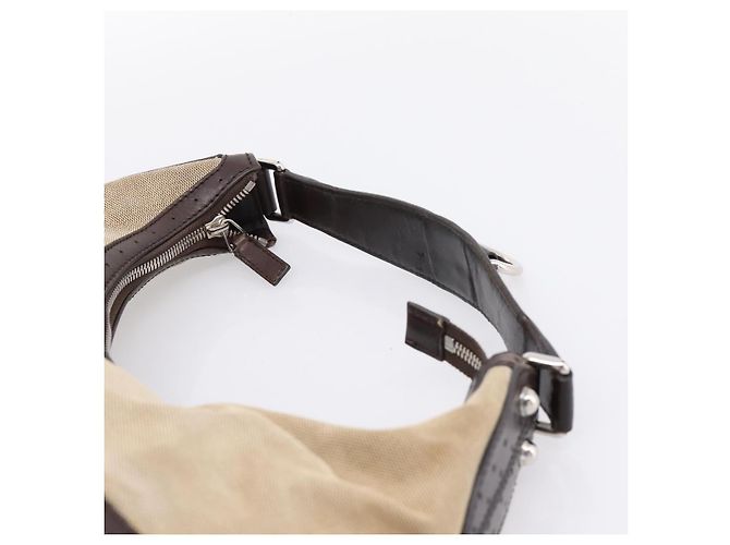 Bolsa de Ombro GUCCI Interlocking G Canvas Beige Silver 114871 Auth 207703 Prata Bege - vista 8