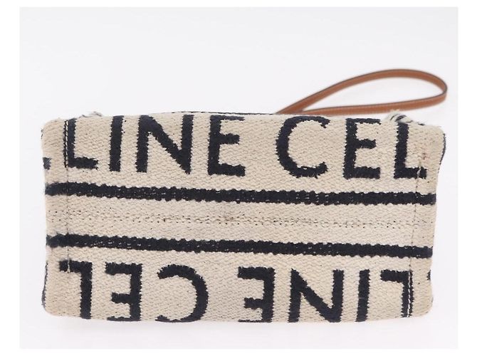 Céline CELINE Small Cabas Tice Hand Bag Canvas 2way White Gold Auth BA15751 Weiß Golden - Ansicht 11