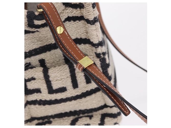 Céline CELINE Small Cabas Tice Hand Bag Canvas 2way White Gold Auth BA15751 Weiß Golden - Ansicht 16