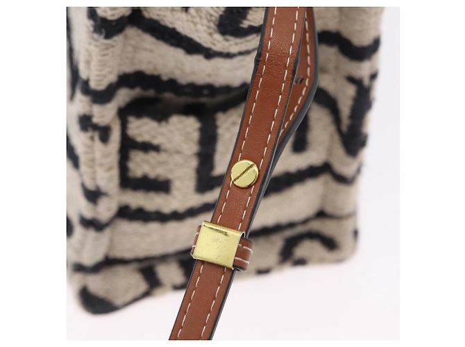 Céline CELINE Small Cabas Tice Hand Bag Canvas 2way White Gold Auth BA15751 Weiß Golden - Ansicht 17