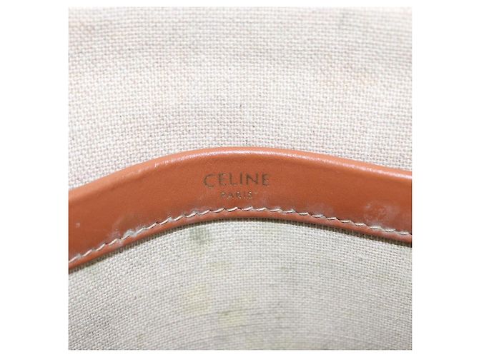 Céline CELINE Small Cabas Tice Hand Bag Canvas 2way White Gold Auth BA15751 Weiß Golden - Ansicht 18