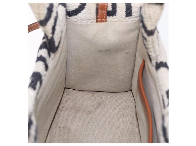 Céline CELINE Small Cabas Tice Hand Bag Canvas 2way White Gold Auth BA15751 Weiß Golden - Ansicht 21