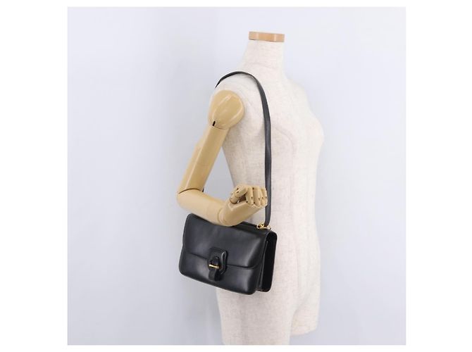 Hermès Bolsa de Ombro HERMES Dolly em Couro Preto e Ouro Auth bs37332 Dourado - vista 30
