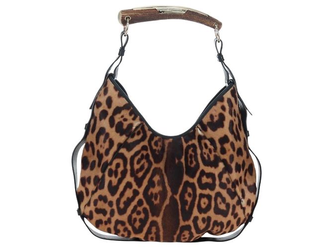 Autre Marque Borsa a tracolla Saint Laurent Mombasa in pelle Harako Beige Gold Auth am12744SAM D'oro - vista 2