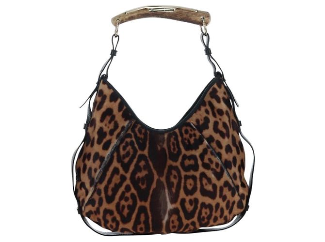 Autre Marque Borsa a tracolla Saint Laurent Mombasa in pelle Harako Beige Gold Auth am12744SAM D'oro - vista 6