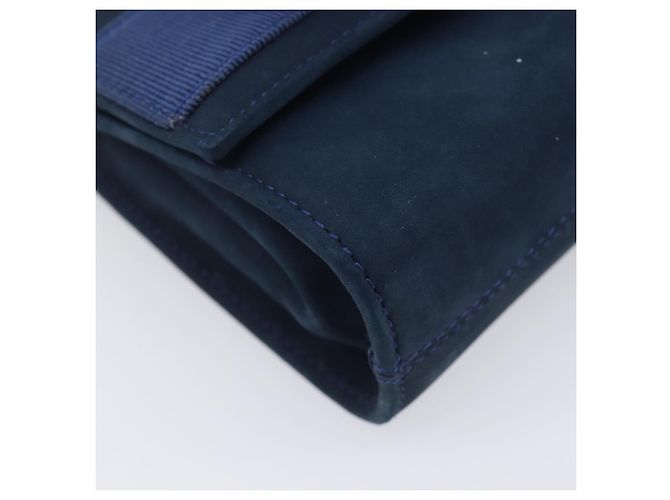 Borsa a tracolla Salvatore Ferragamo Vala Chain in camoscio blu navy e oro Auth 207538 - vista 12