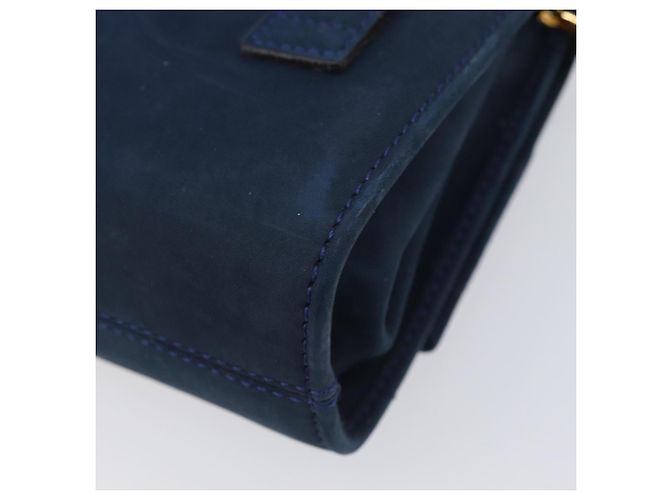 Borsa a tracolla Salvatore Ferragamo Vala Chain in camoscio blu navy e oro Auth 207538 - vista 13