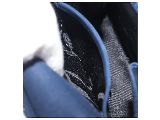 Borsa a tracolla Salvatore Ferragamo Vala Chain in camoscio blu navy e oro Auth 207538 - vista 22
