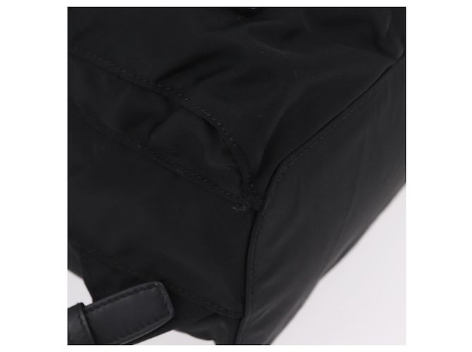 Mochila PRADA Nylon Black Silver Auth 204626V Preto Prata - vista 16