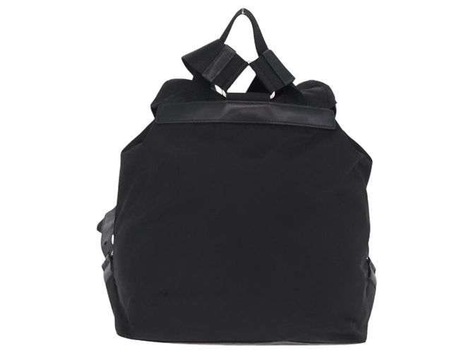 Mochila PRADA Nylon Black Silver Auth 204626V Preto Prata - vista 2