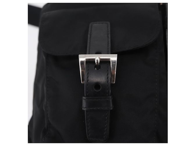 Mochila PRADA Nylon Black Silver Auth 204626V Preto Prata - vista 20