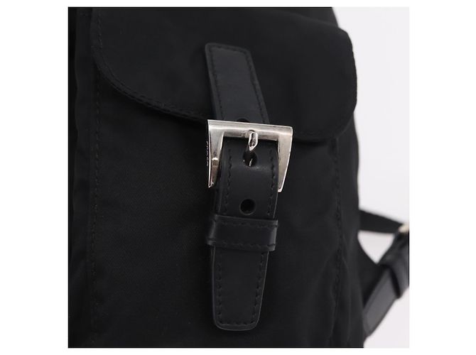 Mochila PRADA Nylon Black Silver Auth 204626V Preto Prata - vista 21