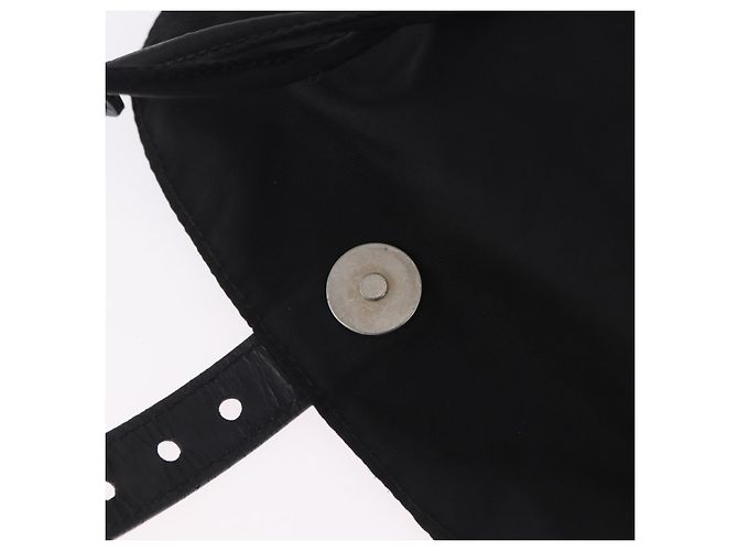 Mochila PRADA Nylon Black Silver Auth 204626V Preto Prata - vista 24