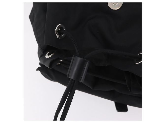 Mochila PRADA Nylon Black Silver Auth 204626V Preto Prata - vista 26