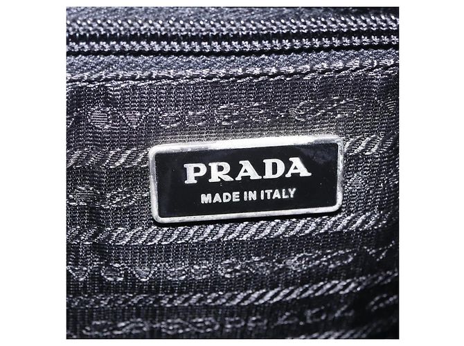 Mochila PRADA Nylon Black Silver Auth 204626V Preto Prata - vista 29