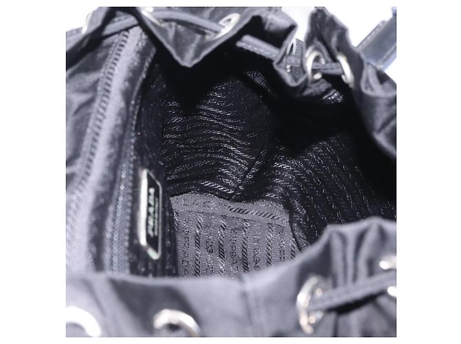 Mochila PRADA Nylon Black Silver Auth 204626V Preto Prata - vista 30