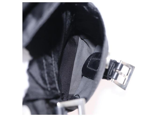 Mochila PRADA Nylon Black Silver Auth 204626V Preto Prata - vista 32