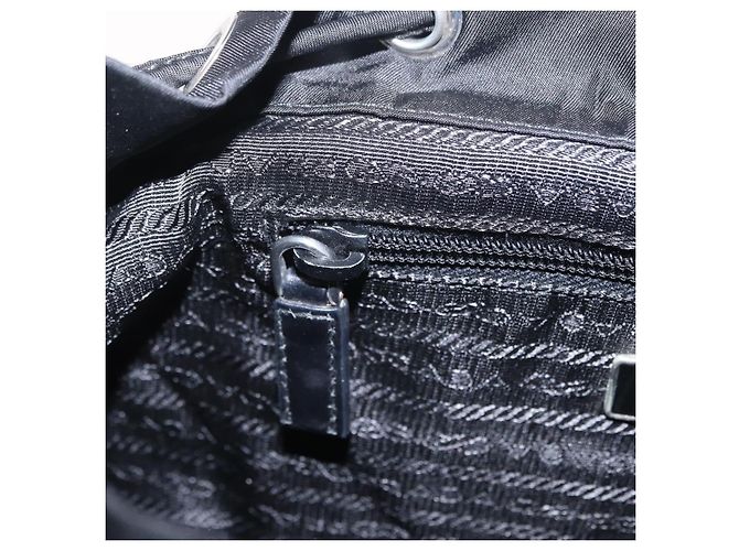 Mochila PRADA Nylon Black Silver Auth 204626V Preto Prata - vista 33