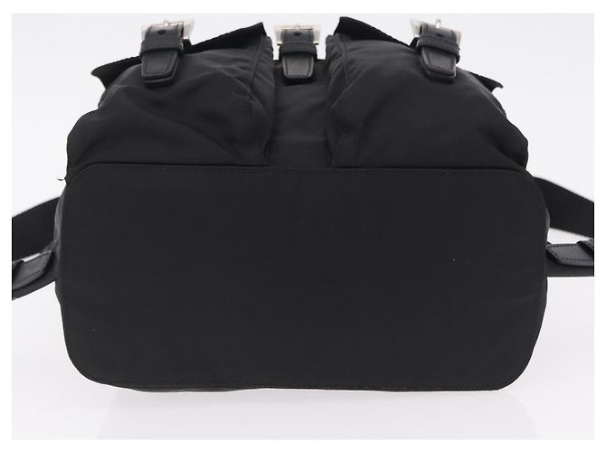 Mochila PRADA Nylon Black Silver Auth 204626V Preto Prata - vista 5