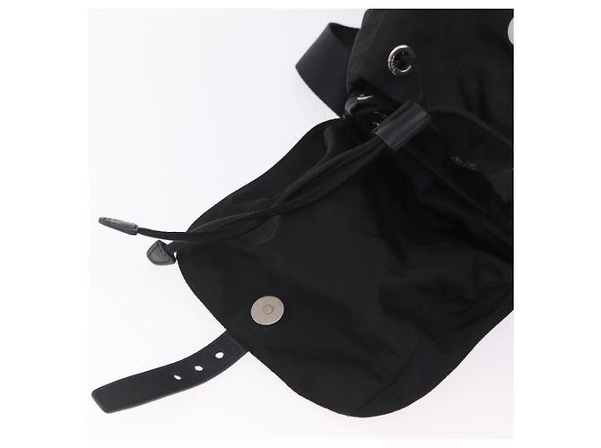 Mochila PRADA Nylon Black Silver Auth 204626V Preto Prata - vista 9