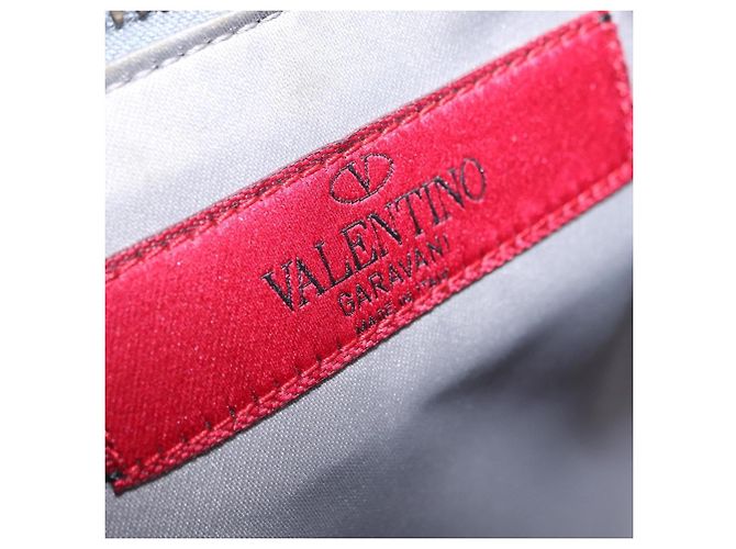 Bolso de Mano Valentino Rock Studs de Piel Gris Oro Auth 206788A Castaño Dorado - vista 10