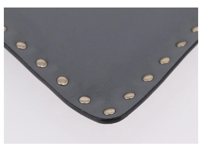 Bolso de Mano Valentino Rock Studs de Piel Gris Oro Auth 206788A Castaño Dorado - vista 14