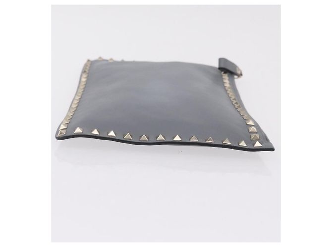 Bolso de Mano Valentino Rock Studs de Piel Gris Oro Auth 206788A Castaño Dorado - vista 3