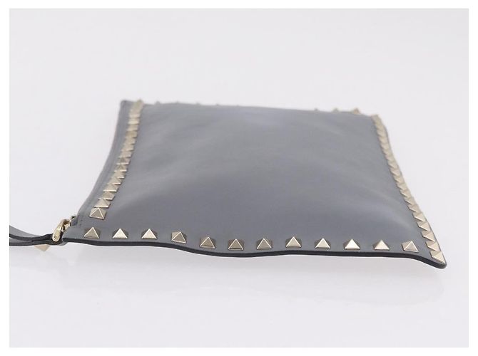 Bolso de Mano Valentino Rock Studs de Piel Gris Oro Auth 206788A Castaño Dorado - vista 4