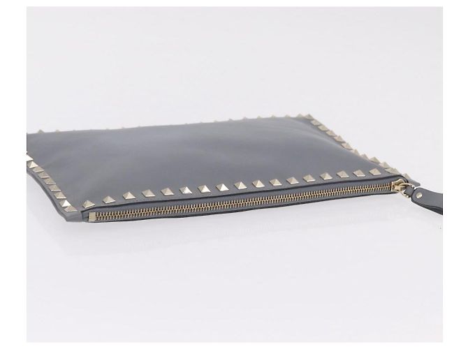 Bolso de Mano Valentino Rock Studs de Piel Gris Oro Auth 206788A Castaño Dorado - vista 5