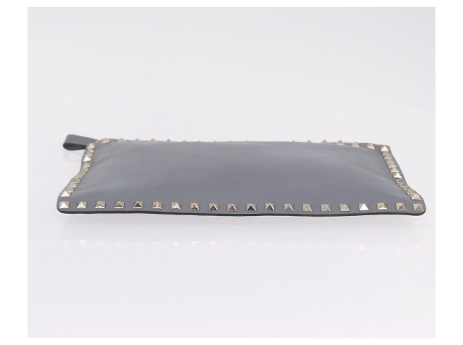 Bolso de Mano Valentino Rock Studs de Piel Gris Oro Auth 206788A Castaño Dorado - vista 6