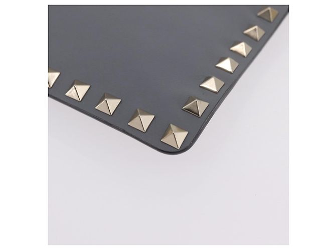 Bolso de Mano Valentino Rock Studs de Piel Gris Oro Auth 206788A Castaño Dorado - vista 8