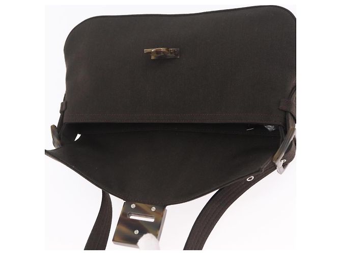 Borsa a tracolla Salvatore Ferragamo Gancini Canvas Khaki Auth 206366V Cachi - vista 16
