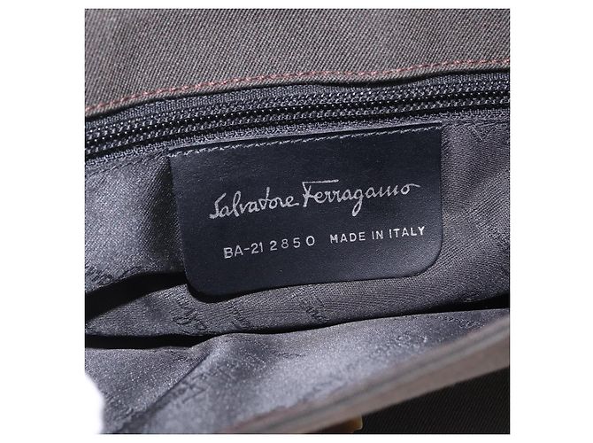 Borsa a tracolla Salvatore Ferragamo Gancini Canvas Khaki Auth 206366V Cachi - vista 18