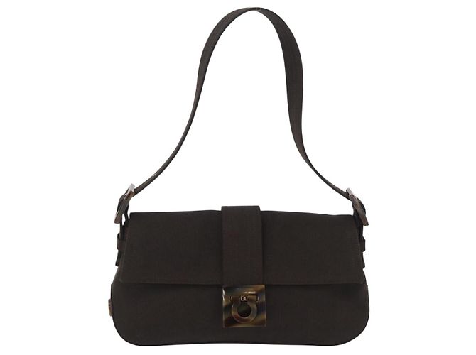 Borsa a tracolla Salvatore Ferragamo Gancini Canvas Khaki Auth 206366V Cachi - vista 2