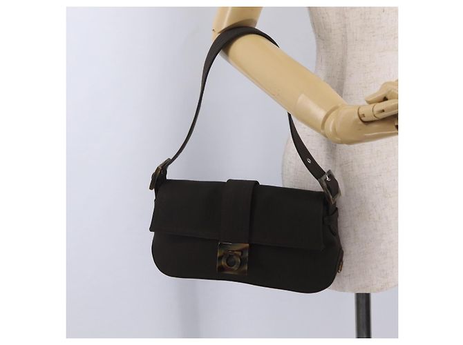 Borsa a tracolla Salvatore Ferragamo Gancini Canvas Khaki Auth 206366V Cachi - vista 24