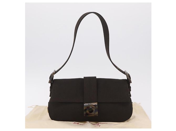 Borsa a tracolla Salvatore Ferragamo Gancini Canvas Khaki Auth 206366V Cachi - vista 25